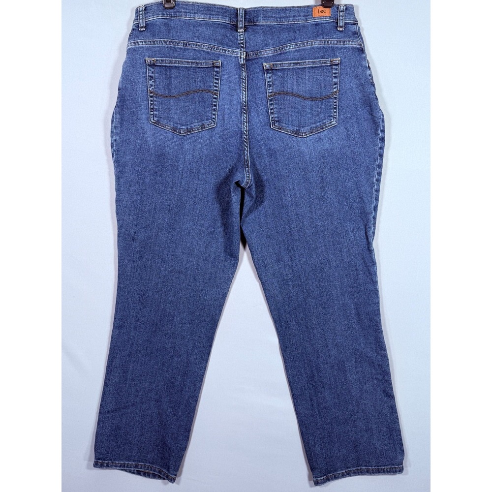 Lee Womens Jean Straight Leg Relaxed Blue Denim Petite Plus 18W 38x28" Rise 11" - Picture 7 of 7